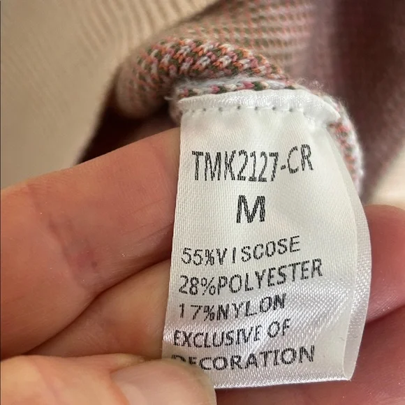 THML Cream Floral Knit Sweater Size Medium - Picture 9 of 13